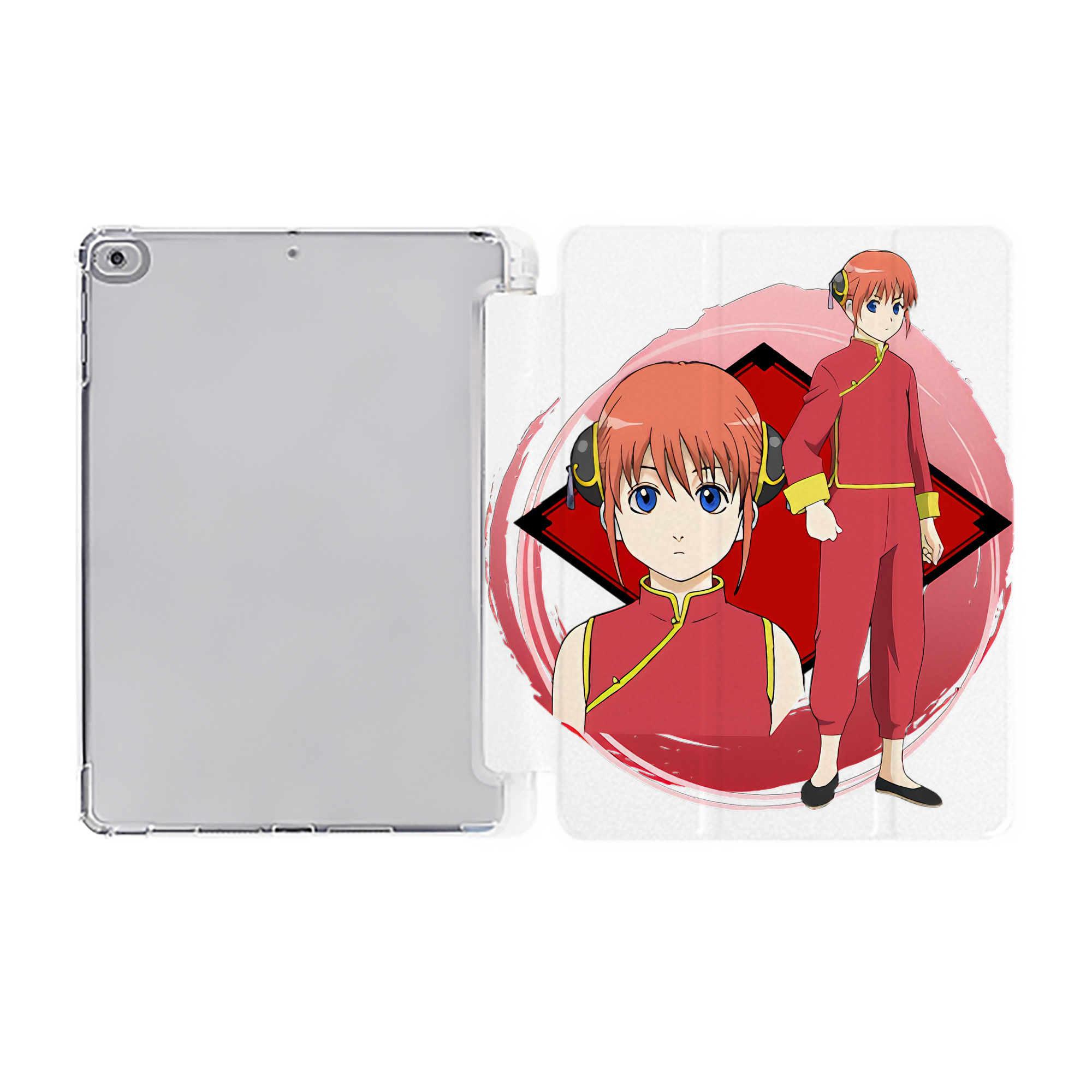 ぎんたま 坂田銀時（さかたぎんとき） 神楽 志村新八（しむら しんぱち） GINTAMA Sakata Gintoki Kagura Shimura Shinpachi IPad ケース ペン収納付き 三つ折りスタンド PUレザー×シリコン 対応機種9.5/10.5/10.9インチ
